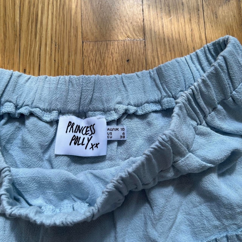 Princess Polly Light blue ruffle mini skirt with elastic waistband, Women's 6 - Picture 2 of 5